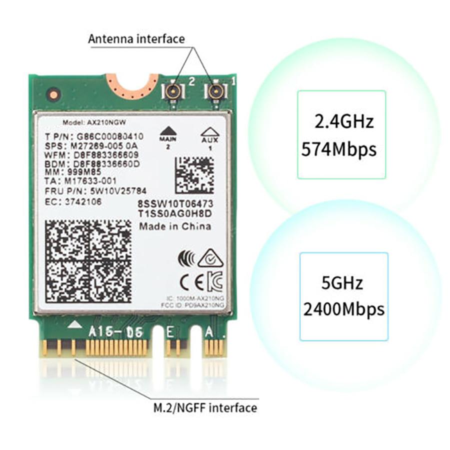 WiFi 6E M.2 For Intel AX210 3000Mbps laptop Internal Networking Card Bluetooth 5.2 Adapter
WiFi 6E M.2 For Intel AX210 3000Mbps laptop Internal Networking Card Bluetooth 5.2 Adapter