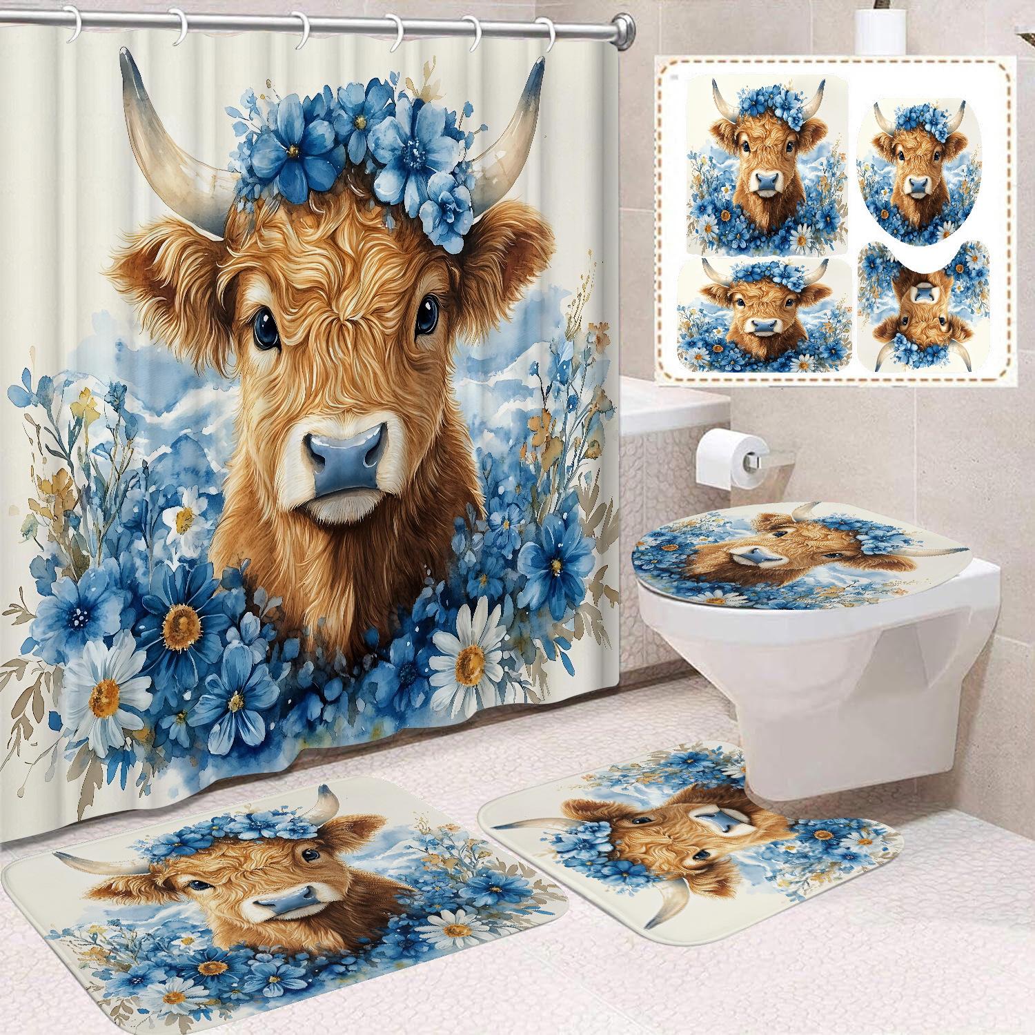 Cute Highland Cattle Printed Shower Curtain Waterproof Durable Polyester Bath Curtain For Home New Year Christmas Bathroom Decor W60H190(CM)-1 Pcs
Cute Highland Cattle Printed Shower Curtain Waterproof Durable Polyester Bath Curtain For Home New Year Christmas Bathroom Decor W60H190(CM)-1 Pcs