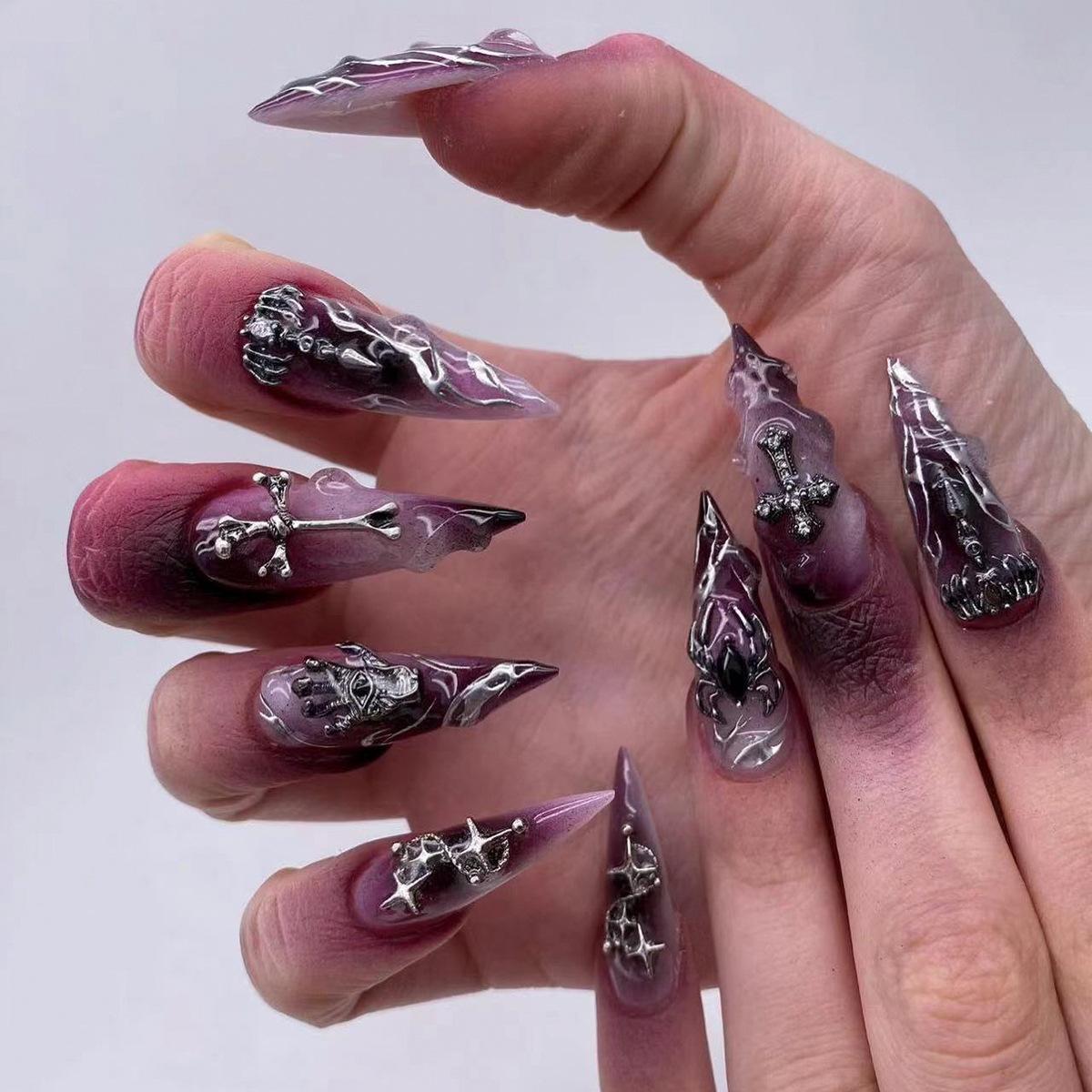 Хеллоуїн Cool Nails Французький полум яний хрест нейл-арт Purple Smudge Spider Nail Piece
Хеллоуїн Cool Nails Французький полум яний хрест нейл-арт Purple Smudge Spider Nail Piece