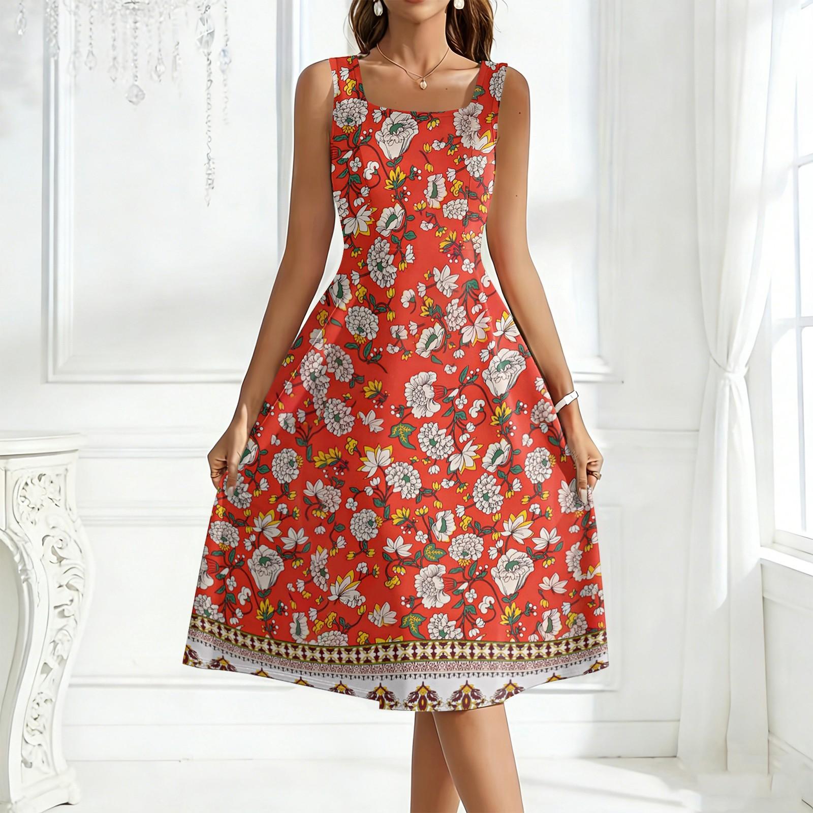 Sleeveless Square Neck A Line Midi Dress with Floral Print Gradient Design for Women Casual Wear Summer Outfit XL
Sleeveless Square Neck A Line Midi Dress with Floral Print Gradient Design for Women Casual Wear Summer Outfit XL