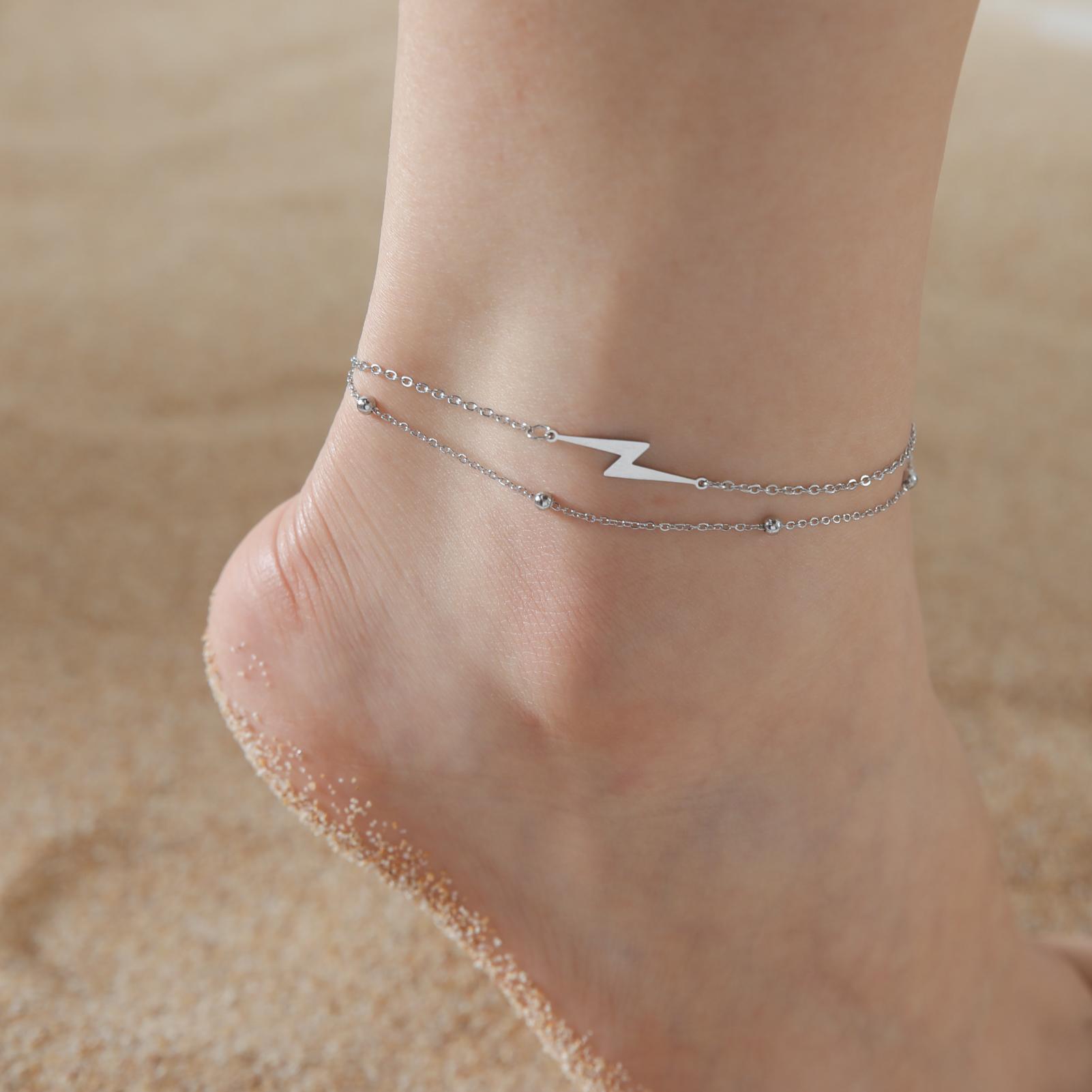 Teamer Bohemia Double Layer Stainless Steel Anklets For Women Lightning Pendant Foot Chains Bead Chain Beach Ankle Leg Jewelry
Teamer Bohemia Double Layer Stainless Steel Anklets For Women Lightning Pendant Foot Chains Bead Chain Beach Ankle Leg Jewelry