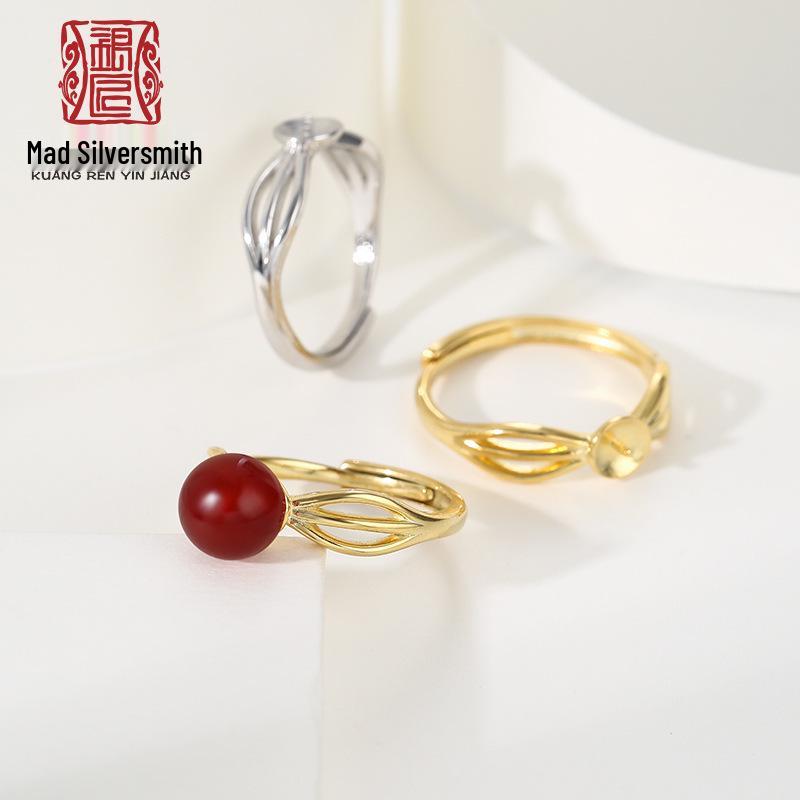 DIY Pearl Ring Mount - 925 Sterling Silver, Gold-Plated Inlaid Amber Bead, Women s Blank Ring Setting Adjustable open ring
DIY Pearl Ring Mount - 925 Sterling Silver, Gold-Plated Inlaid Amber Bead, Women s Blank Ring Setting Adjustable open ring