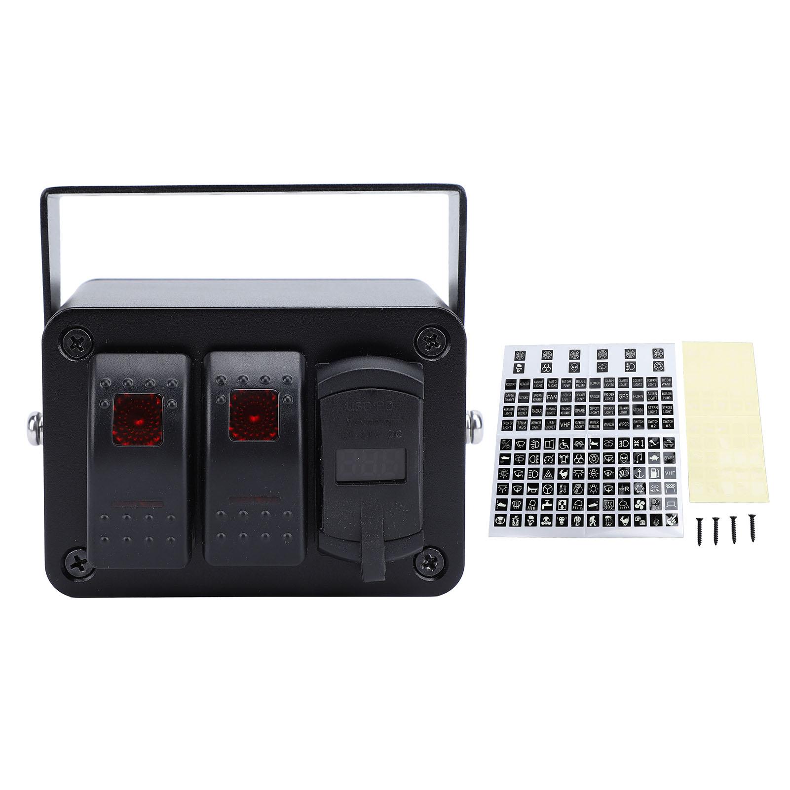 2 Gang Toggle Switch Box with Voltage Meter PD Type C QC3.0 USB Port Waterproof DC 12 to 24V for
2 Gang Toggle Switch Box with Voltage Meter PD Type C QC3.0 USB Port Waterproof DC 12 to 24V for
