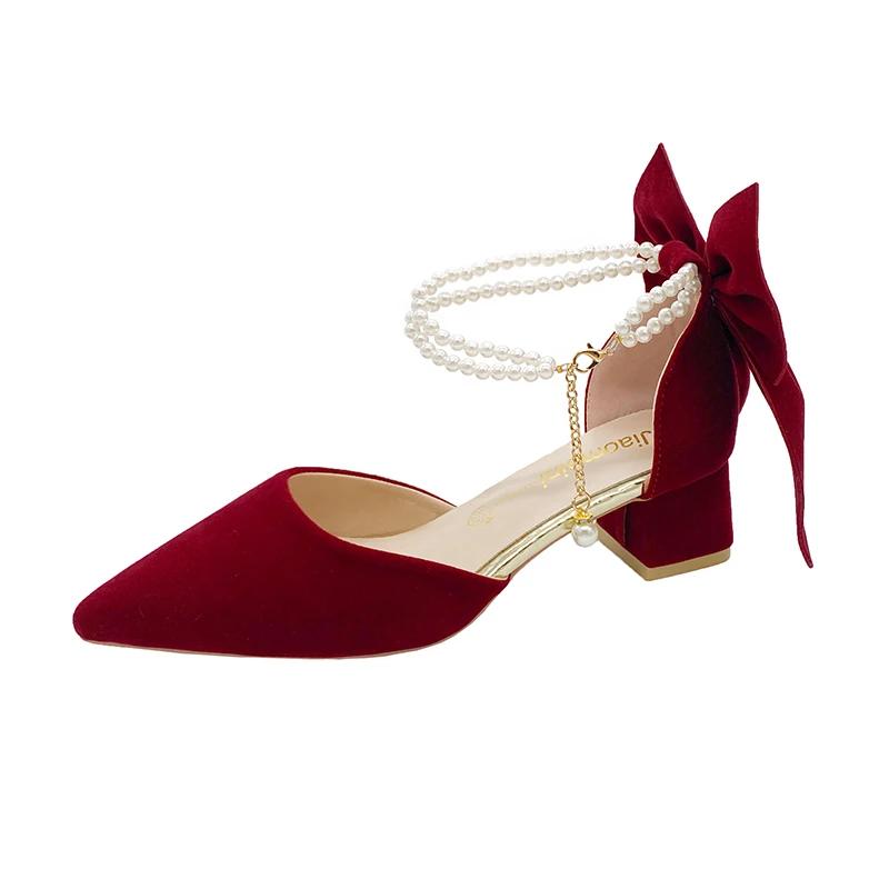 Fashion Pretty Big Bowtie Women s Thick Heel Pumps Trend Red Suede Pearls Buckle High Heels Ladies Wedding Dress Shoes Women 34-40 34
Fashion Pretty Big Bowtie Women s Thick Heel Pumps Trend Red Suede Pearls Buckle High Heels Ladies Wedding Dress Shoes Women 34-40 34