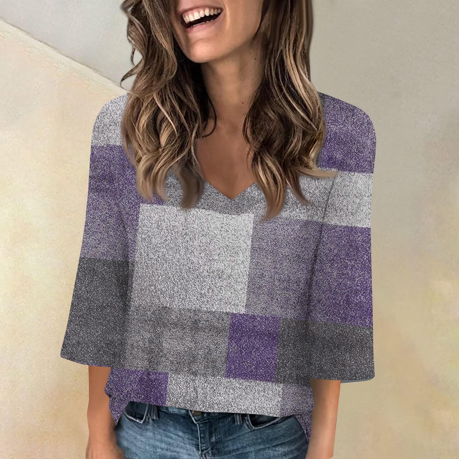 Женские топы с v-образным вырезом и рукавами 3/4, повседневные футболки, базовые летние футболки, свободный крой, осенний пуловер, туника L фиолетовый
Женские топы с v-образным вырезом и рукавами 3/4, повседневные футболки, базовые летние футболки, свободный крой, осенний пуловер, туника L фиолетовый