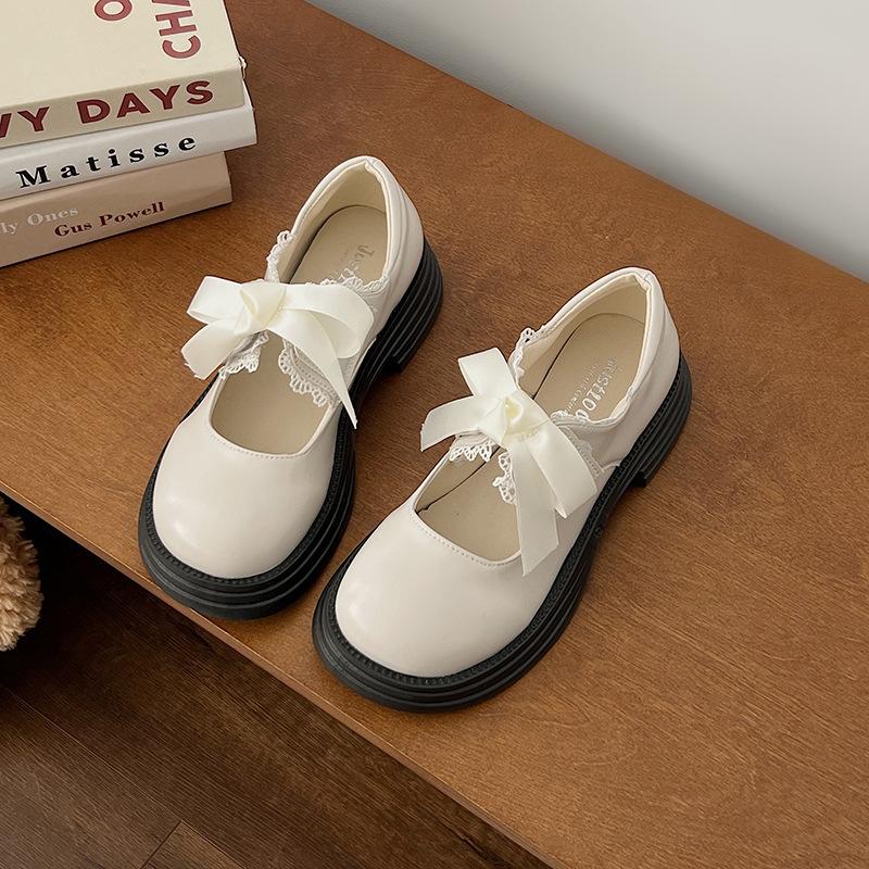 White bow small leather shoes women s summer lace platform Mary Jane round head jk loafers cute light mouth single shoes 40
White bow small leather shoes women s summer lace platform Mary Jane round head jk loafers cute light mouth single shoes 40