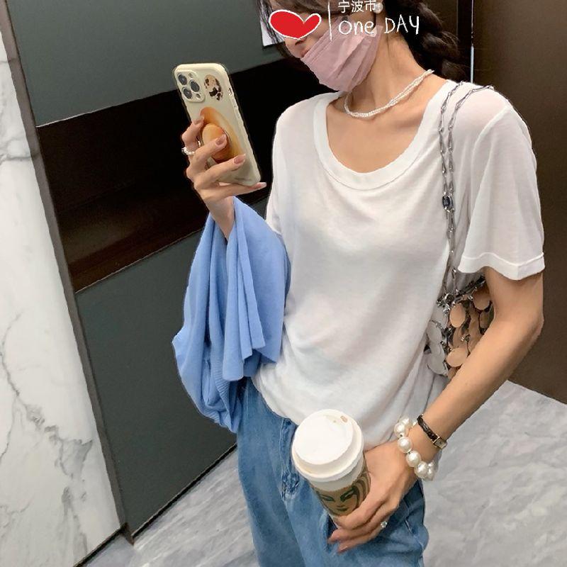 Comfortable Glossy Big round Neck T-shirt Short Sleeve Sparkling Style T-shirt Half Sleeve Female Simple Loose Figure Flattering Yoga Dance T-shirt Grey M
Comfortable Glossy Big round Neck T-shirt Short Sleeve Sparkling Style T-shirt Half Sleeve Female Simple Loose Figure Flattering Yoga Dance T-shirt Grey M