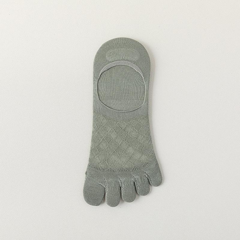 Мужские хлопковые носки-следки с пятью пальцами, сетчатые, дышащие, антибактериальные и дезодорирующие, для весны и лета, ромбовидные, невидимые, с разделением пальцев 1 pair армия зеленый