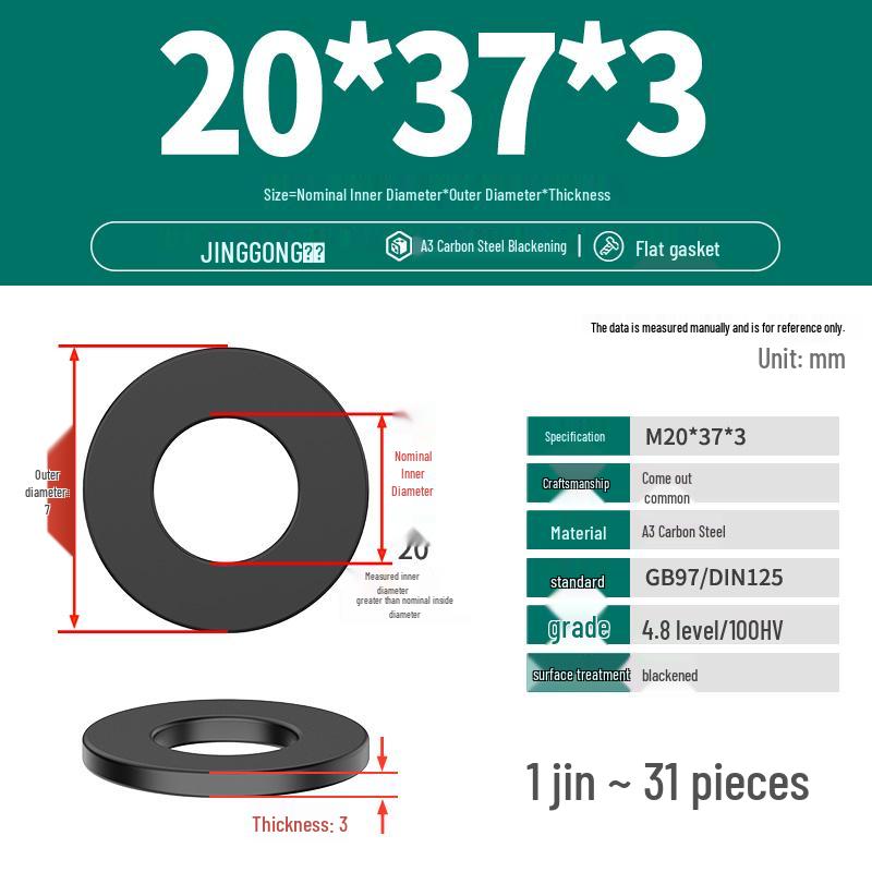 Thickened Black Metal Flat Washer M4-M10 Sizes
Thickened Black Metal Flat Washer M4-M10 Sizes