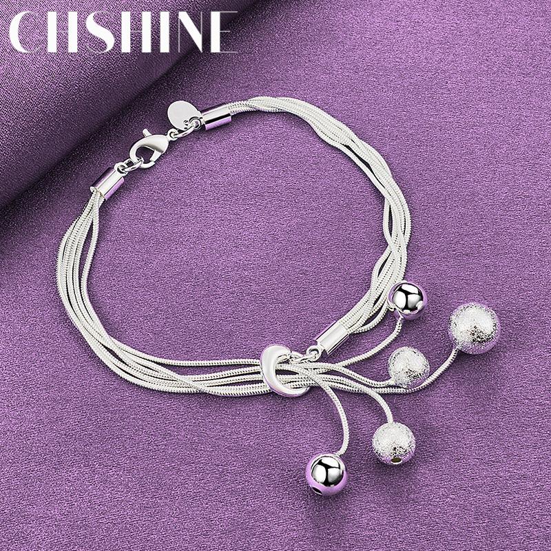 CHSHINE Браслет из стерлингового серебра 925 пробы с гладкими матовыми бусинами и цепочкой-змейкой для женщин, модные шармы 20cm
CHSHINE Браслет из стерлингового серебра 925 пробы с гладкими матовыми бусинами и цепочкой-змейкой для женщин, модные шармы 20cm