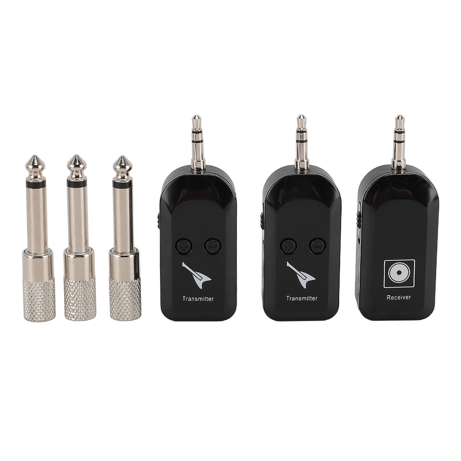 1 к 2 беспроводной гитарный передатчик приемник 3.5MM 6.35MM беспроводной гитарный звукосниматель для выступления
1 к 2 беспроводной гитарный передатчик приемник 3.5MM 6.35MM беспроводной гитарный звукосниматель для выступления