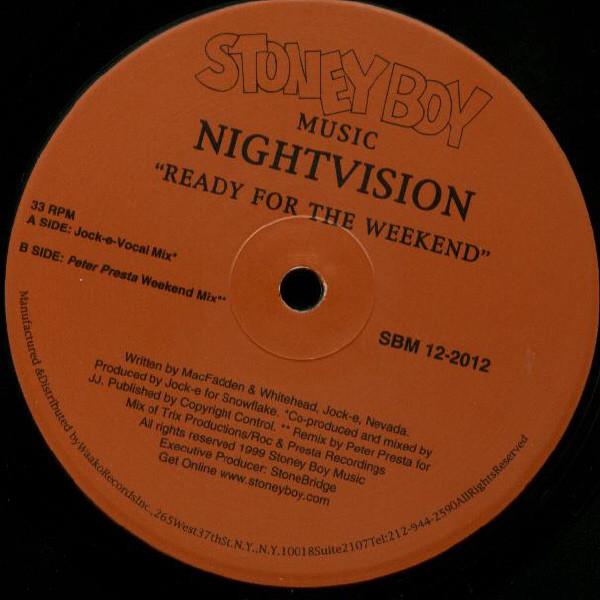 12inch Record NIGHTVISION - Ready For The Weekend SBM122012 Stoney Boy Musi 1999 US Dance & Electronica Used
12inch Record NIGHTVISION - Ready For The Weekend SBM122012 Stoney Boy Musi 1999 US Dance & Electronica Used