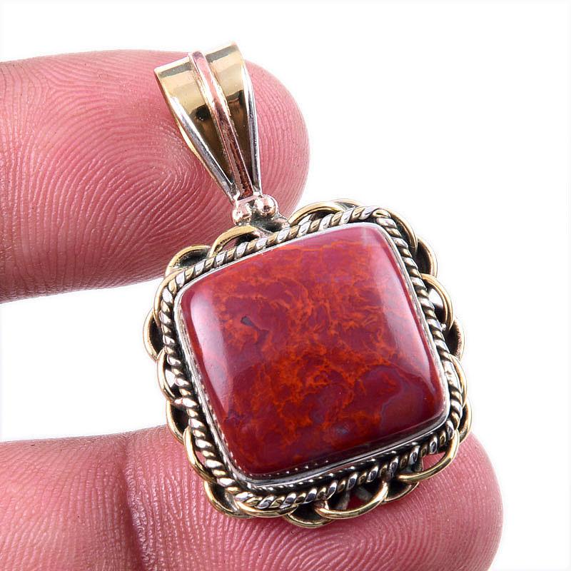 Natural Red Jasper Gemstone 925 Solid Sterling Silver TwoTone Pendant 1.50 f8u75
Natural Red Jasper Gemstone 925 Solid Sterling Silver TwoTone Pendant 1.50 f8u75