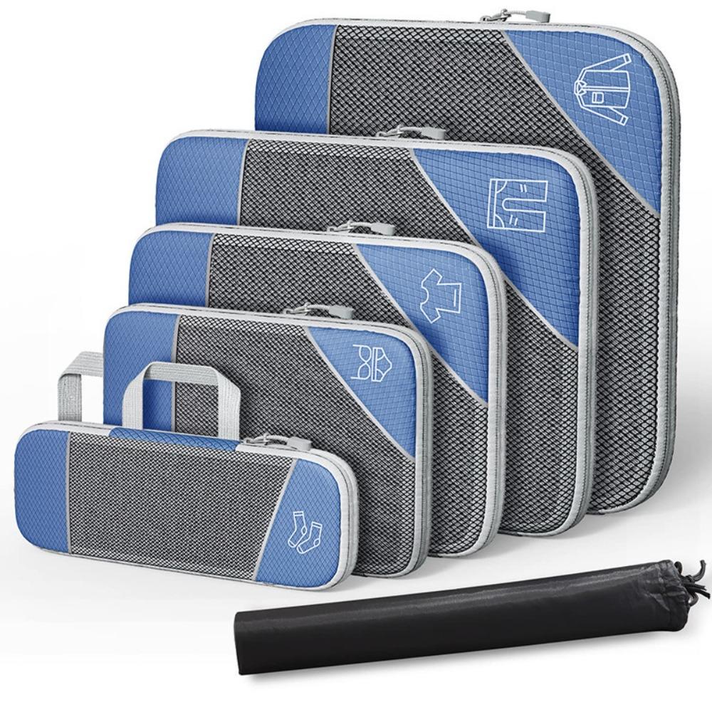 6PCS Lightweight Travel Packing Cubes Set Expandable Multi-Functional Compression Packing Cubes Space-Saving Visual Mesh небо синє кольору
6PCS Lightweight Travel Packing Cubes Set Expandable Multi-Functional Compression Packing Cubes Space-Saving Visual Mesh небо синє кольору