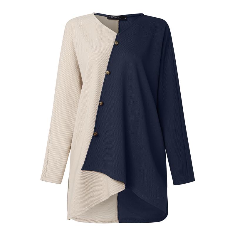 ZANZEA Women Casual V-Neck Long Sleeve Patchwork Pullover Blouse 4XL темно-синього кольору
ZANZEA Women Casual V-Neck Long Sleeve Patchwork Pullover Blouse 4XL темно-синього кольору