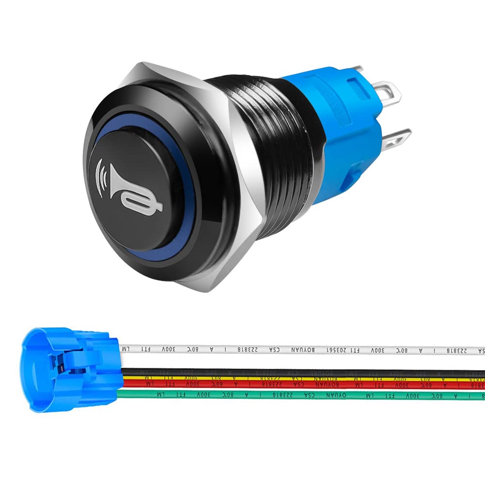 Gebildet 16mm -24V/5A Momentary Switch Speaker Horn Black Push Button with Prewired Waterproof Metal синій
Gebildet 16mm -24V/5A Momentary Switch Speaker Horn Black Push Button with Prewired Waterproof Metal синій