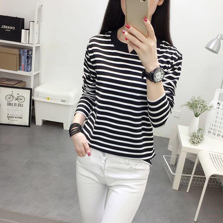 Women s Plus Size Striped Cotton Long-Sleeve T-Shirt – Loose Fit, Spring & Autumn M for 90-105 lbs
Women s Plus Size Striped Cotton Long-Sleeve T-Shirt – Loose Fit, Spring & Autumn M for 90-105 lbs