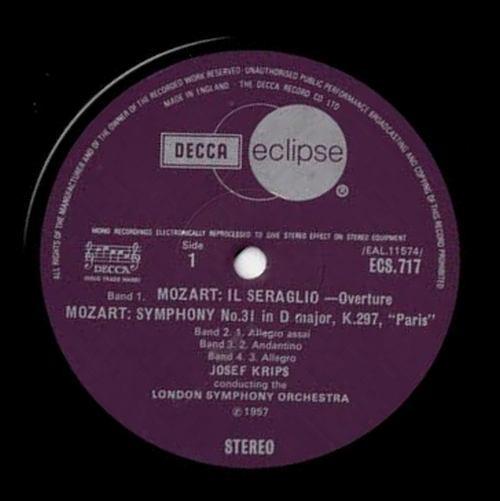LP Record MOZART HAYDN THE LONDON SYMPHONY Il Seraglio Overture Symphony No. ECS717 DECCA UK Classical Used
LP Record MOZART HAYDN THE LONDON SYMPHONY Il Seraglio Overture Symphony No. ECS717 DECCA UK Classical Used