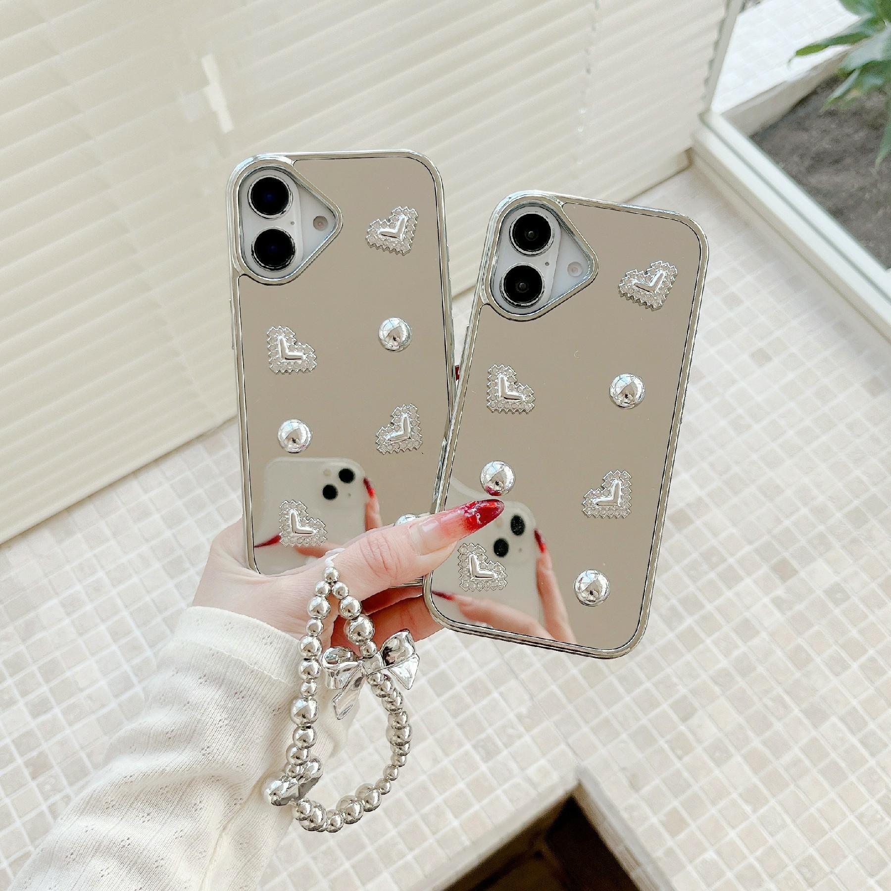 iPhone 16 Case Mirror Finish Electroplated Heart Design TPU Acrylic Phone Cover with Silver Beads Strap As Shown A
iPhone 16 Case Mirror Finish Electroplated Heart Design TPU Acrylic Phone Cover with Silver Beads Strap As Shown A