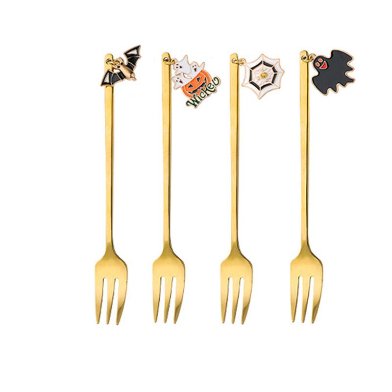 Хэллоуин Творческий Веселый Нержавеющая сталь маленькая ложка Прочная Уникальная Кофейная Ложка Подвеска Ожерелье Ложка для торта Кофейная Ложка