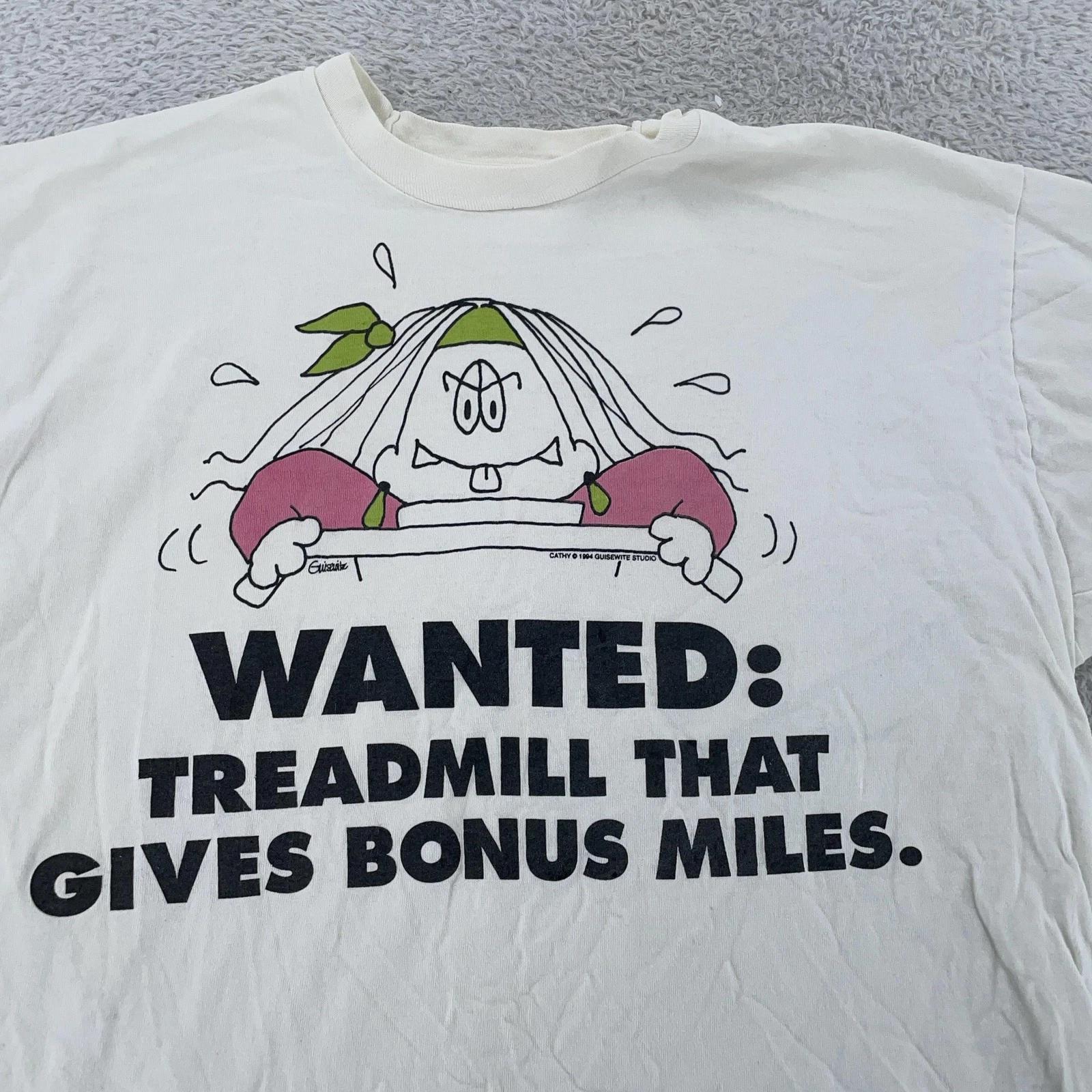 Vintage Cathy Comic Strip T-Shirt Large Cartoon Treadmill Bonus Miles Funny 90s M
Vintage Cathy Comic Strip T-Shirt Large Cartoon Treadmill Bonus Miles Funny 90s M