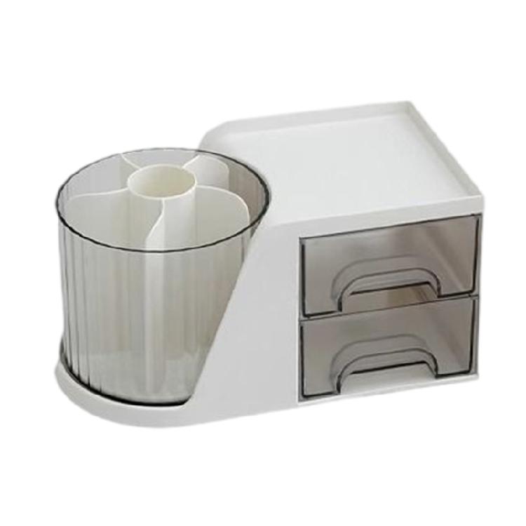 Pen Holder Multifunctional Storage Box Rotating Desk Organiser with 2 Drawer Makeup Brush Holder белый
Pen Holder Multifunctional Storage Box Rotating Desk Organiser with 2 Drawer Makeup Brush Holder белый