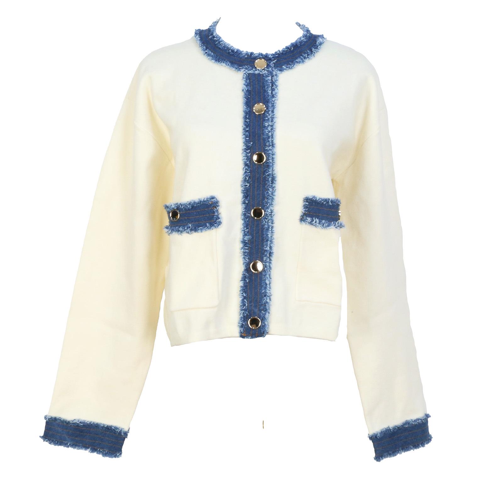 French Chic Rich Girl Knit Cardigan: Denim Patchwork, Color Block Stripes, Exquisite Lady s Jacket Large
French Chic Rich Girl Knit Cardigan: Denim Patchwork, Color Block Stripes, Exquisite Lady s Jacket Large