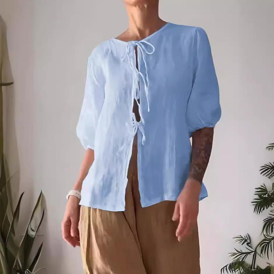 Women s Set Casual Solid Color Mid-sleeve Round Neck Lace-up Shirt High-waisted Wide-leg Pants Two-piece Set Clothes Sale 5XL синій
Women s Set Casual Solid Color Mid-sleeve Round Neck Lace-up Shirt High-waisted Wide-leg Pants Two-piece Set Clothes Sale 5XL синій