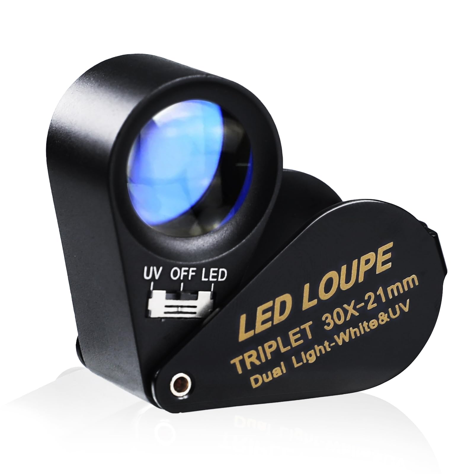 30-кратне збільшення Jewelry Gem LED 21mm Optical Glass Triplet Magnifier Lens Портативний портативний інструмент збільшення Лупа, UV&6 Light,
30-кратне збільшення Jewelry Gem LED 21mm Optical Glass Triplet Magnifier Lens Портативний портативний інструмент збільшення Лупа, UV&6 Light,