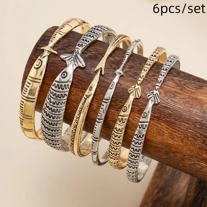 3/6Pcs Vintage Metal Stacked Bangle Women Ethnic Style Fish Pattern Symbol Bracelet Party Accessories Jewelry
3/6Pcs Vintage Metal Stacked Bangle Women Ethnic Style Fish Pattern Symbol Bracelet Party Accessories Jewelry