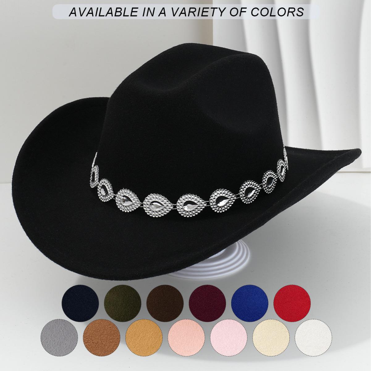 Women s Western Cowboy Hat with Teardrop Gem Embellishment - Vintage Jazz Party Hat. M (56-58 cm)
Women s Western Cowboy Hat with Teardrop Gem Embellishment - Vintage Jazz Party Hat. M (56-58 cm)
