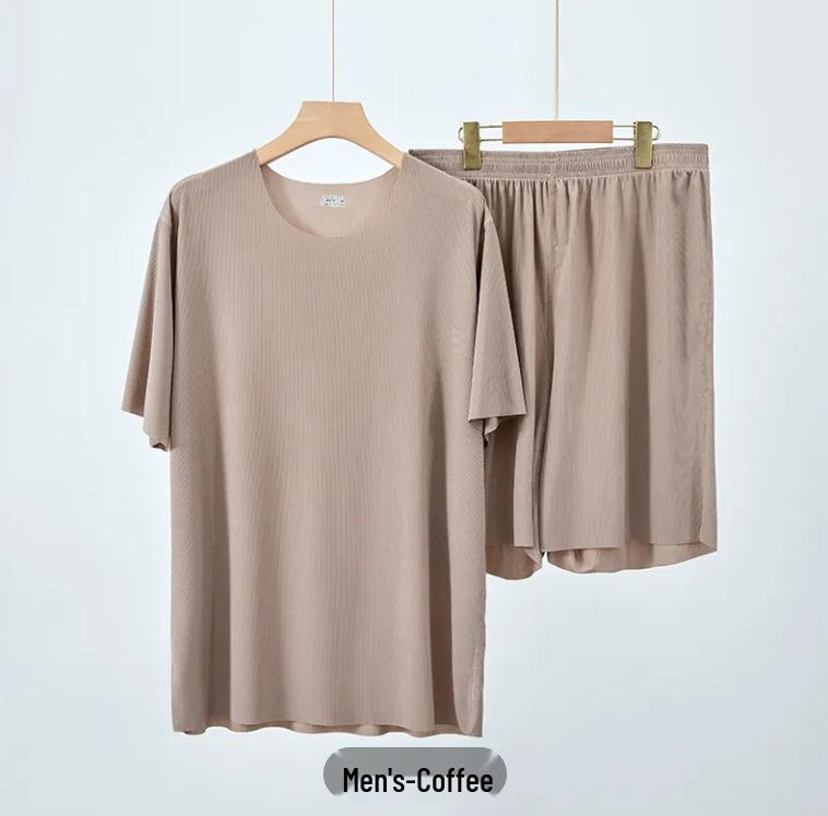 Couple s Ice Silk Summer Pajama Set - Women s Round Neck Short Sleeve with Long Pants & Men s Seamless Shorts XL
Couple s Ice Silk Summer Pajama Set - Women s Round Neck Short Sleeve with Long Pants & Men s Seamless Shorts XL