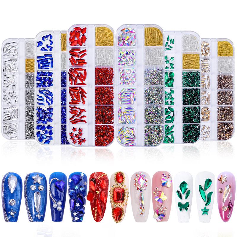 Xiyin Hot-Selling 12-Grid Nail Art Diamond Jewelry Set, Nail Art Flat-Bottomed Diamond Glass Rhinestone Special-Shaped Diamond Steel Ball Combination
Xiyin Hot-Selling 12-Grid Nail Art Diamond Jewelry Set, Nail Art Flat-Bottomed Diamond Glass Rhinestone Special-Shaped Diamond Steel Ball Combination