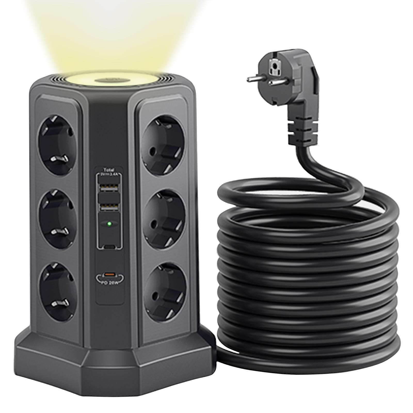 EU Plug Power Strip Tower 12 AC Power Socket with 2 USB A and 2 Type C PD20W Charge 4000W Multi-outlet 1.8m Extension Cable EU Plug білий
EU Plug Power Strip Tower 12 AC Power Socket with 2 USB A and 2 Type C PD20W Charge 4000W Multi-outlet 1.8m Extension Cable EU Plug білий