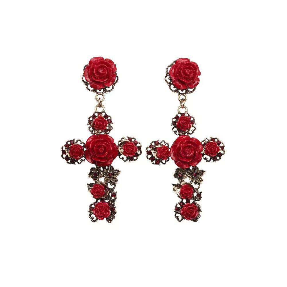 Vintage Baroque Red Flower Cross Dangle Earrings червоний
Vintage Baroque Red Flower Cross Dangle Earrings червоний