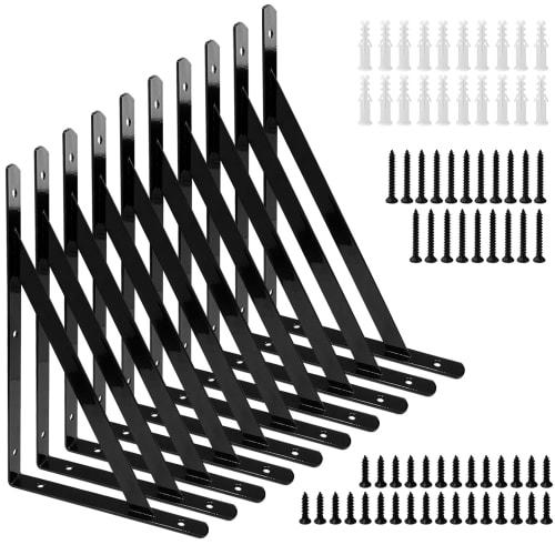 Socpuro Shelf Brackets, 250*160mm, L-Shaped Iron Brackets, Set of 10, Steel, Wall-Mounted, 50kg Weight Capacity, Shelf Support, Hanging Shelf Brackets
Socpuro Shelf Brackets, 250*160mm, L-Shaped Iron Brackets, Set of 10, Steel, Wall-Mounted, 50kg Weight Capacity, Shelf Support, Hanging Shelf Brackets