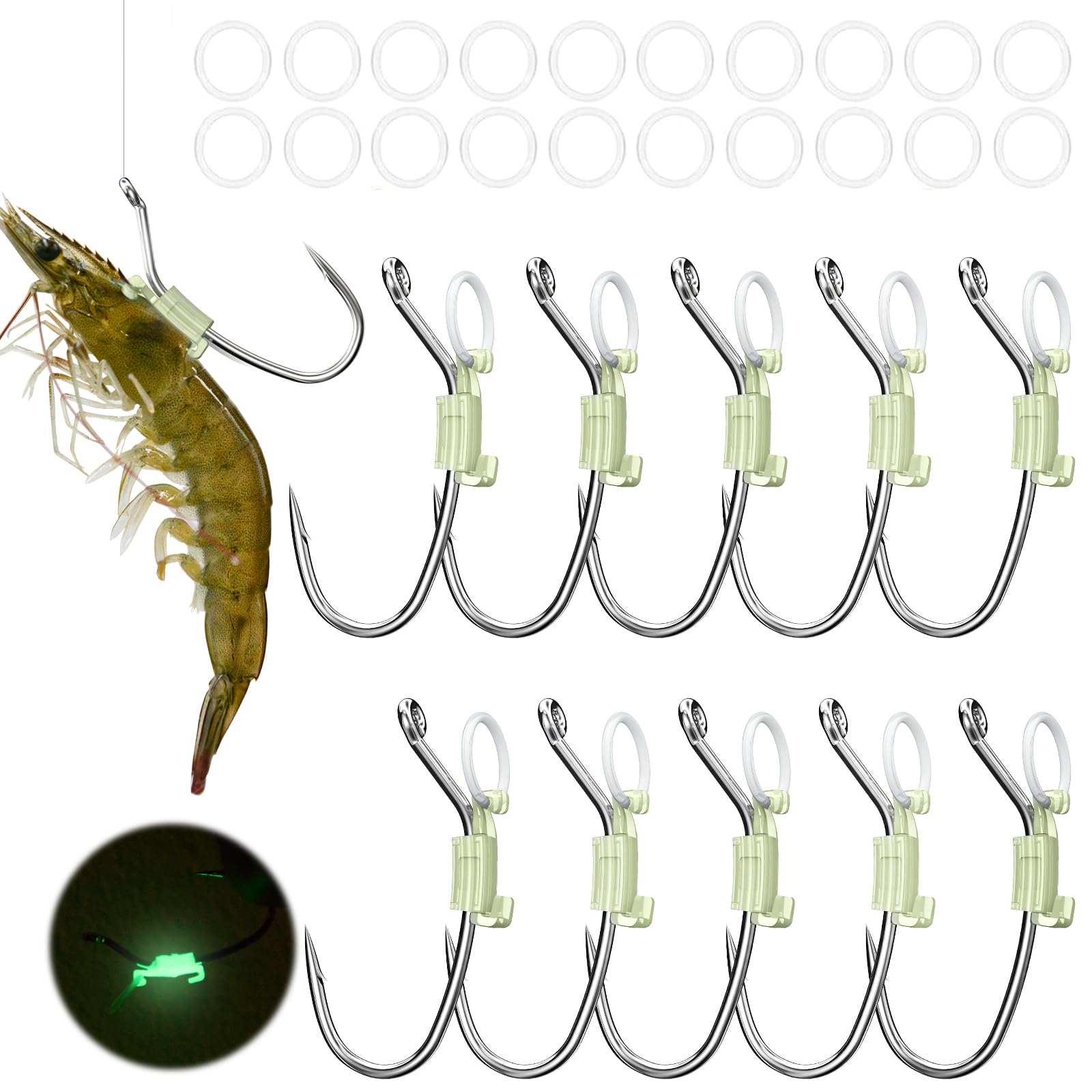 KANAMA Luminous Live Shrimp Hooks steel saltwater corrosion strong barbed fishing ideal for sea S set - High-carbon hooks, resistant, hooks, bass, серебряный
KANAMA Luminous Live Shrimp Hooks steel saltwater corrosion strong barbed fishing ideal for sea S set - High-carbon hooks, resistant, hooks, bass, серебряный
