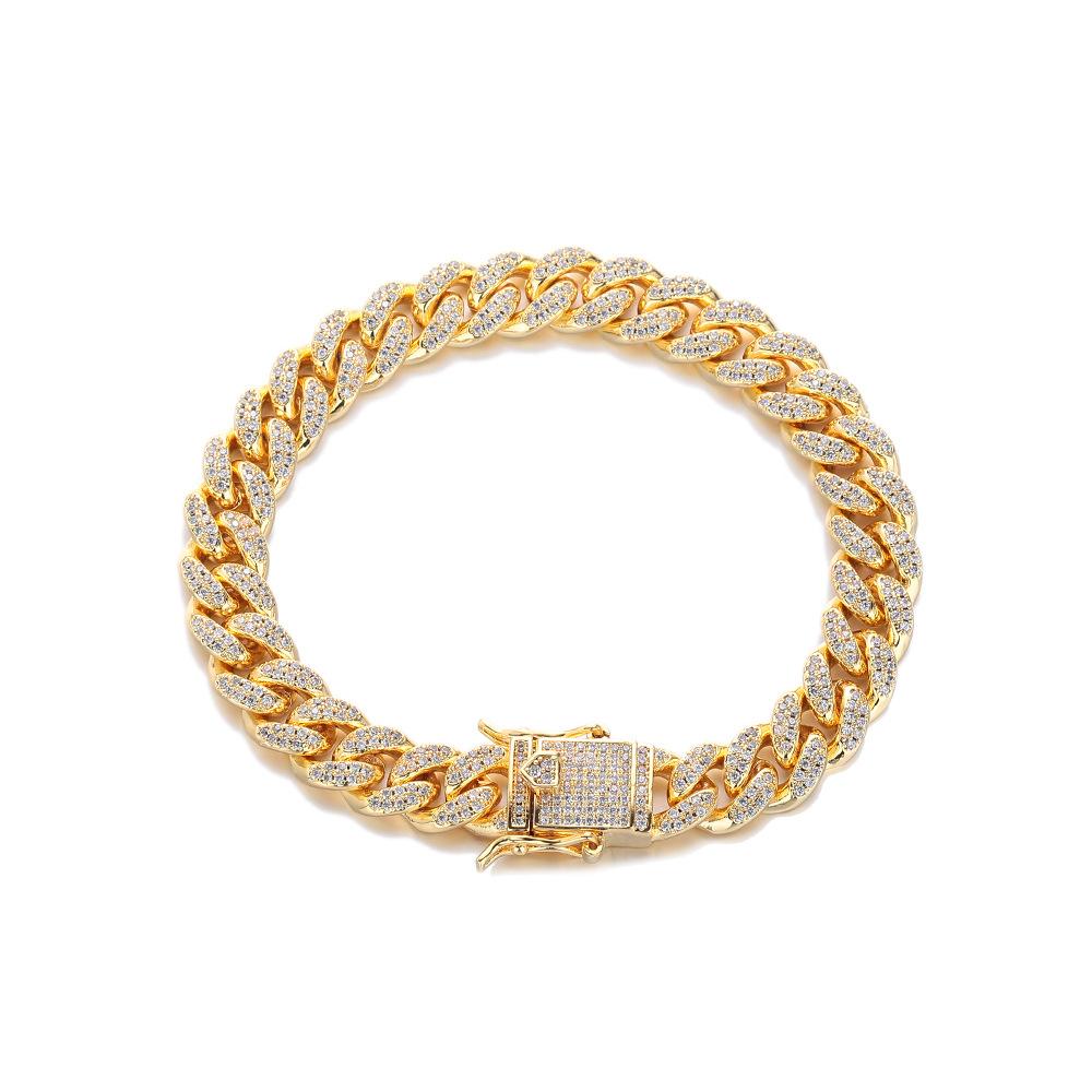 European and American hip hop 11mm double row zircon Cuban chain full diamond bracelet trendy brand zircon bracelet men s jewelry Bracelet 7inch (length about 18cm)
European and American hip hop 11mm double row zircon Cuban chain full diamond bracelet trendy brand zircon bracelet men s jewelry Bracelet 7inch (length about 18cm)