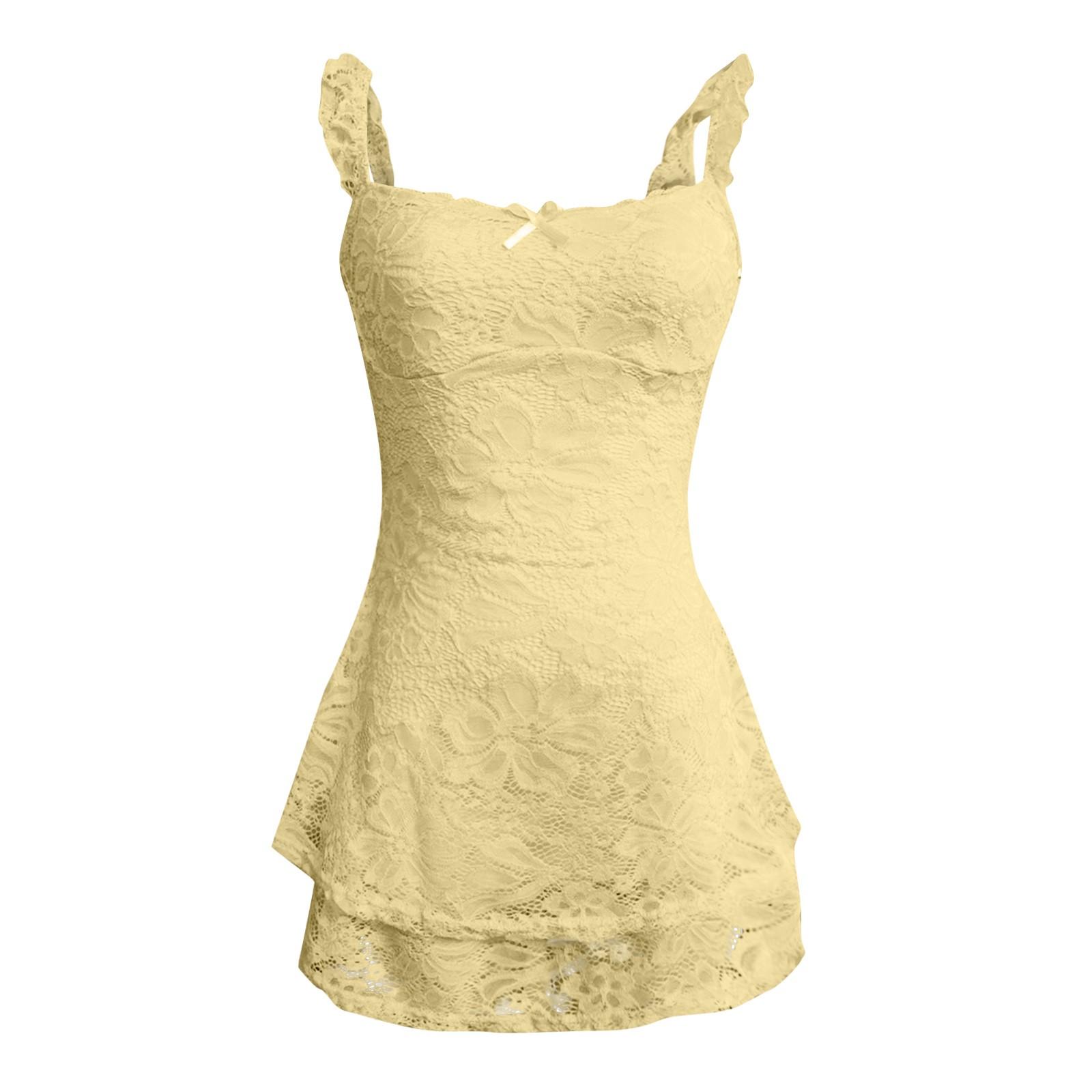 Женское сексуальное платье без рукавов Повседневные платья без рукавов с кружевной отделкой на завязках S жёлтый
Женское сексуальное платье без рукавов Повседневные платья без рукавов с кружевной отделкой на завязках S жёлтый