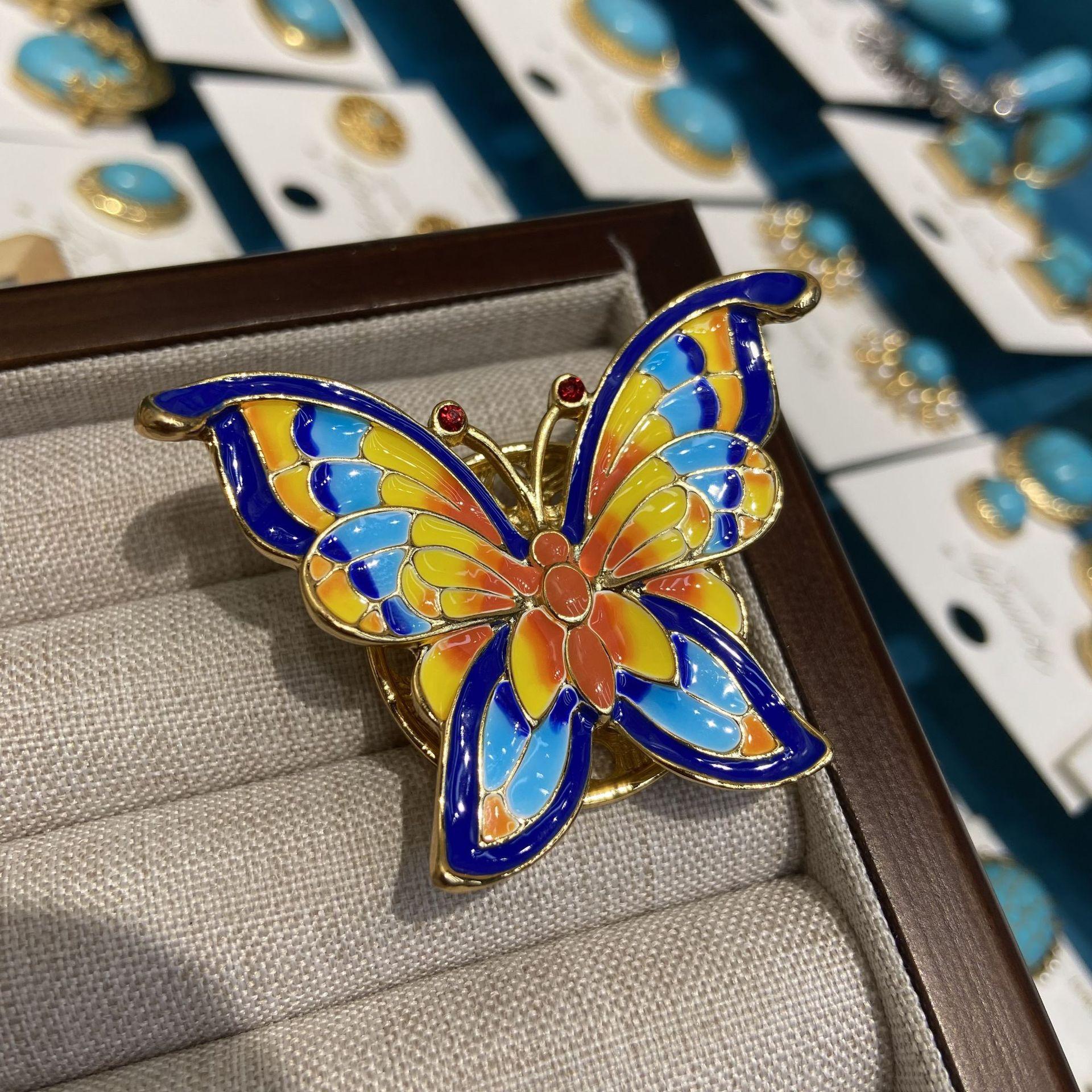 Новая брошь-бабочка с двухцелевой железной пряжкой-присоской цвета эмали, изысканная брошь-булавка для аксессуаров в стиле ретро