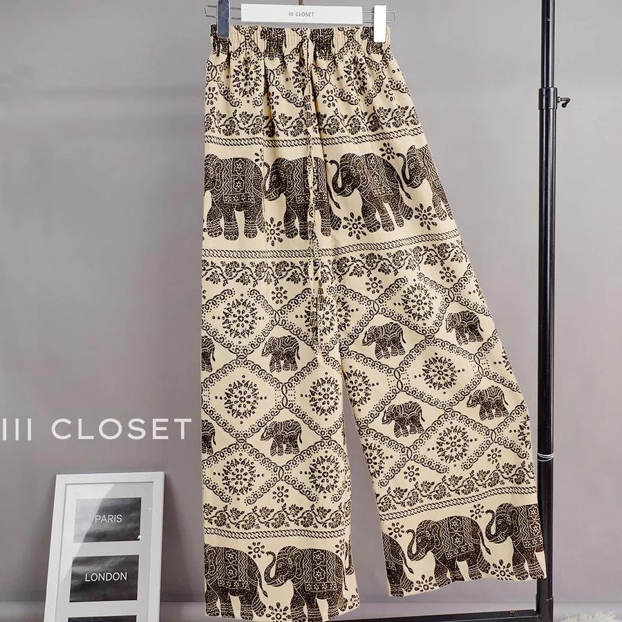 Брюки-слоны Комплект длинных шорт Регулируемая эластичная резинка Шнурок Женщины Мужчины Унисекс Принт Таиланд Повседневная уличная одежда Пляжный Богемный Ретро Винтаж One size