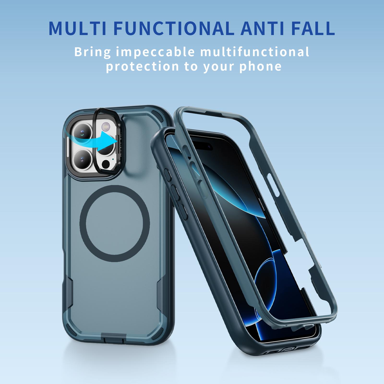 For iPhone 16 Pro Max Case Compatible with MagSafe Lens Frame Kickstand TPU+PC Shockproof Phone Cover Sapphire+Blue
For iPhone 16 Pro Max Case Compatible with MagSafe Lens Frame Kickstand TPU+PC Shockproof Phone Cover Sapphire+Blue