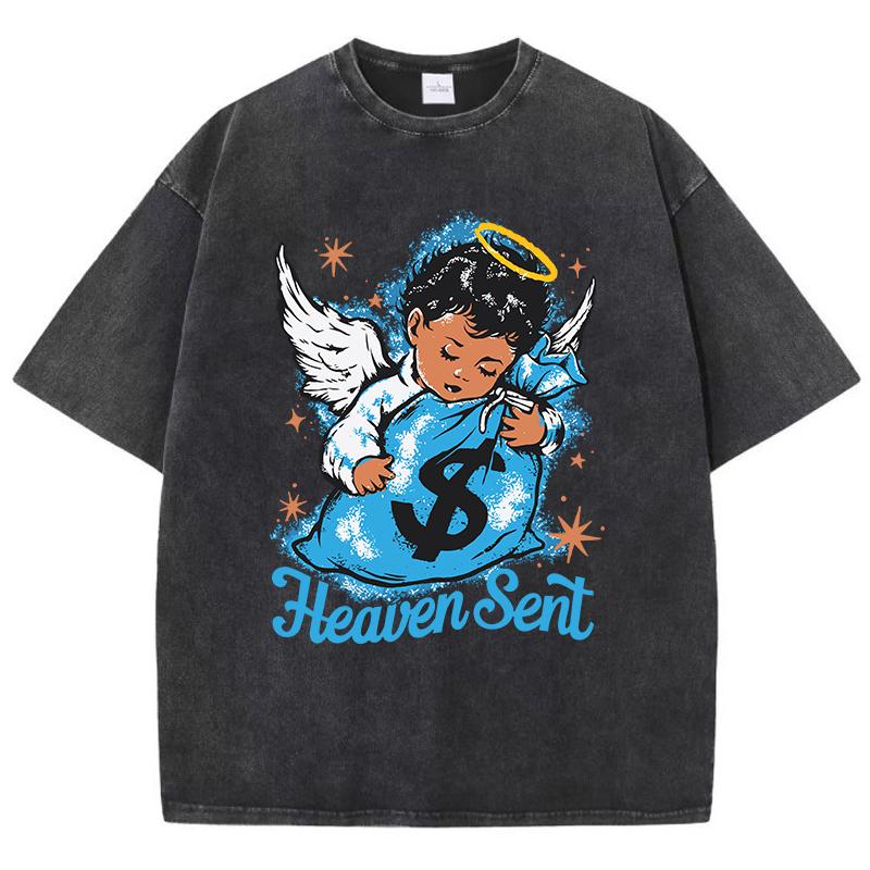 Fashion Women Washed T-Shirts Heaven Sent Manga Angel Printed Tops Cotton Oversize Crewneck Tee Shirts Street Clothes S
Fashion Women Washed T-Shirts Heaven Sent Manga Angel Printed Tops Cotton Oversize Crewneck Tee Shirts Street Clothes S