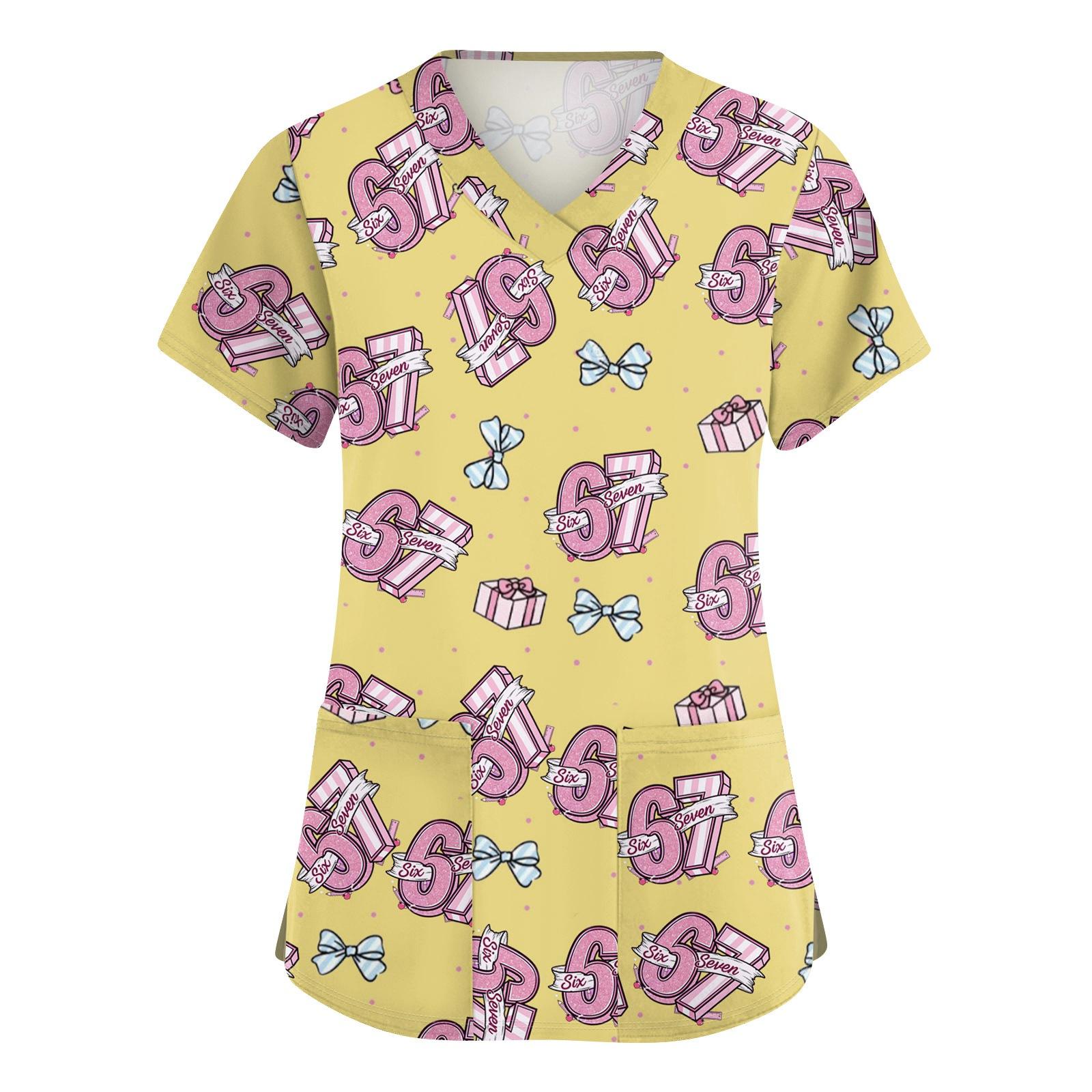 Women s Cute Bow Printed Work Clothes V-neck Double Layer Pockets Basic Short Sleeve Top Pullover XL жовтий
Women s Cute Bow Printed Work Clothes V-neck Double Layer Pockets Basic Short Sleeve Top Pullover XL жовтий