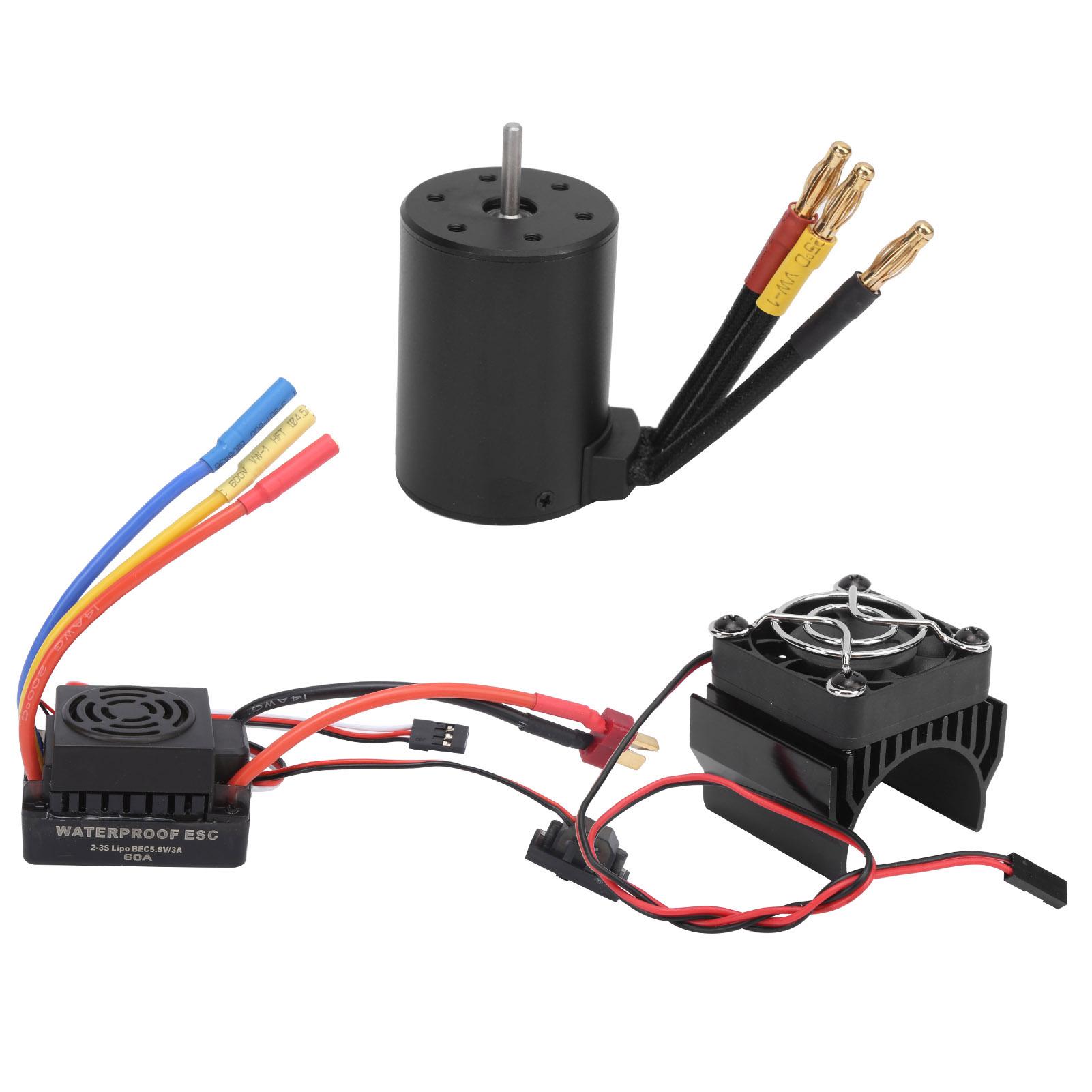 Waterproof 3650 3600KV Brushless Motor 60A Brushless ESC Heatsink Set for 18 110 RC Car
Waterproof 3650 3600KV Brushless Motor 60A Brushless ESC Heatsink Set for 18 110 RC Car