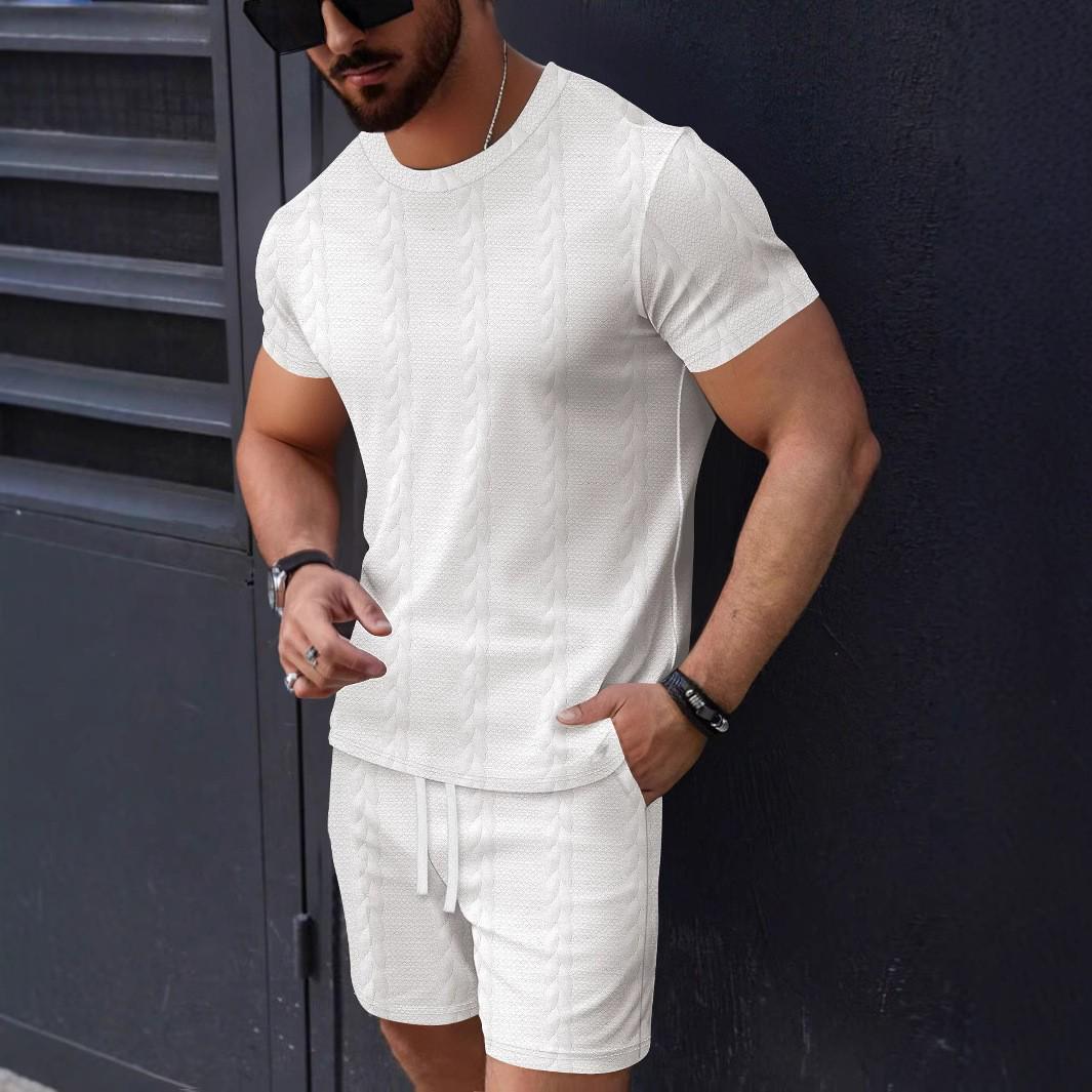 Men s European Solid Color Jacquard Summer Casual Round Neck Short Sleeve T-shirt & Shorts Set XXXL белый
Men s European Solid Color Jacquard Summer Casual Round Neck Short Sleeve T-shirt & Shorts Set XXXL белый