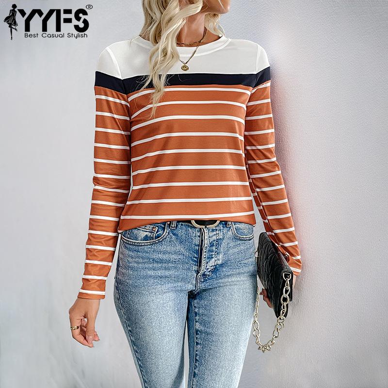 YYFS Жіночі модні повсякденні блузки та сорочки в смужку з довгим рукавом і круглим вирізом, весна-осінь XL коричневий
YYFS Жіночі модні повсякденні блузки та сорочки в смужку з довгим рукавом і круглим вирізом, весна-осінь XL коричневий