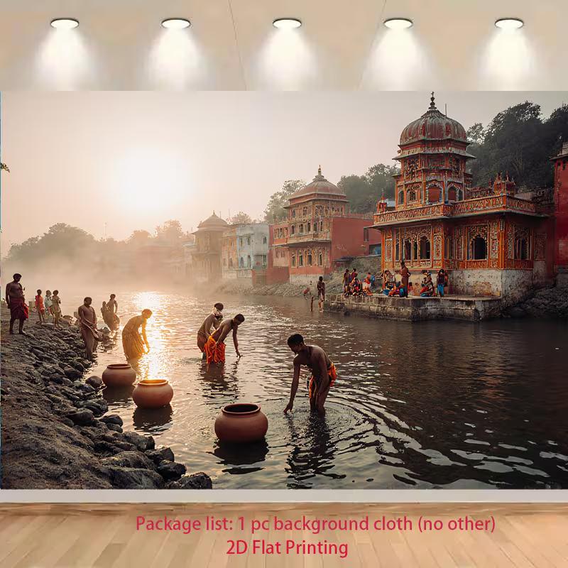 2D Artistic Indian Ghats Tapestry for Ethnic Content Creation & Home Decor 47.2x31.5inch/120*80cm
2D Artistic Indian Ghats Tapestry for Ethnic Content Creation & Home Decor 47.2x31.5inch/120*80cm
