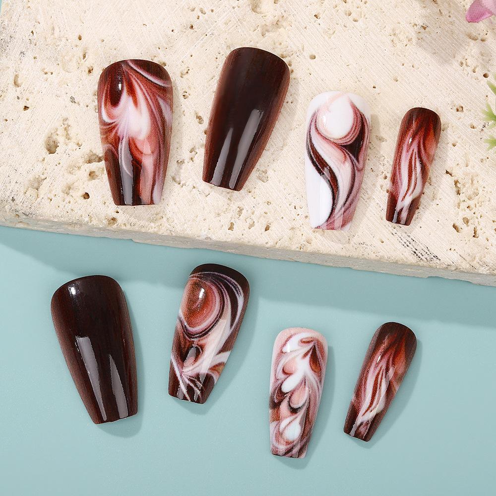 Maillard Coffee Color Scheme Wearable Nail Piece Brown Marble Texture Nail Art Ballet Nail Fake Nail
Maillard Coffee Color Scheme Wearable Nail Piece Brown Marble Texture Nail Art Ballet Nail Fake Nail