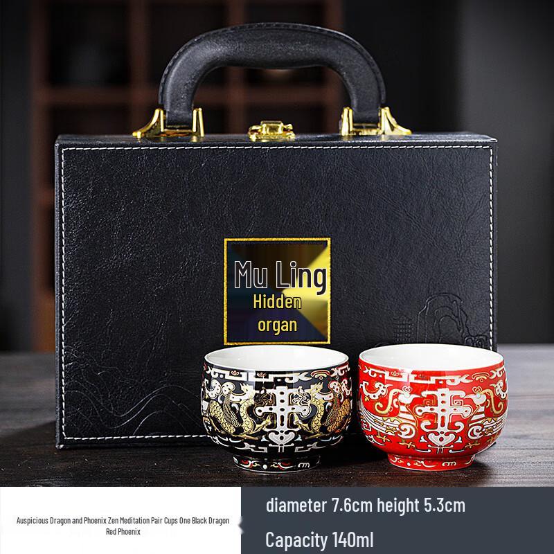 Gold and Silver Inlay Dragon Phoenix Ceramic Teacup
Gold and Silver Inlay Dragon Phoenix Ceramic Teacup